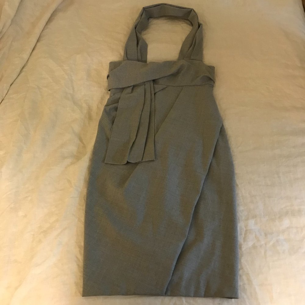 Kaufmanfranco 021 Gray Sheath Halter Dress, EUC!